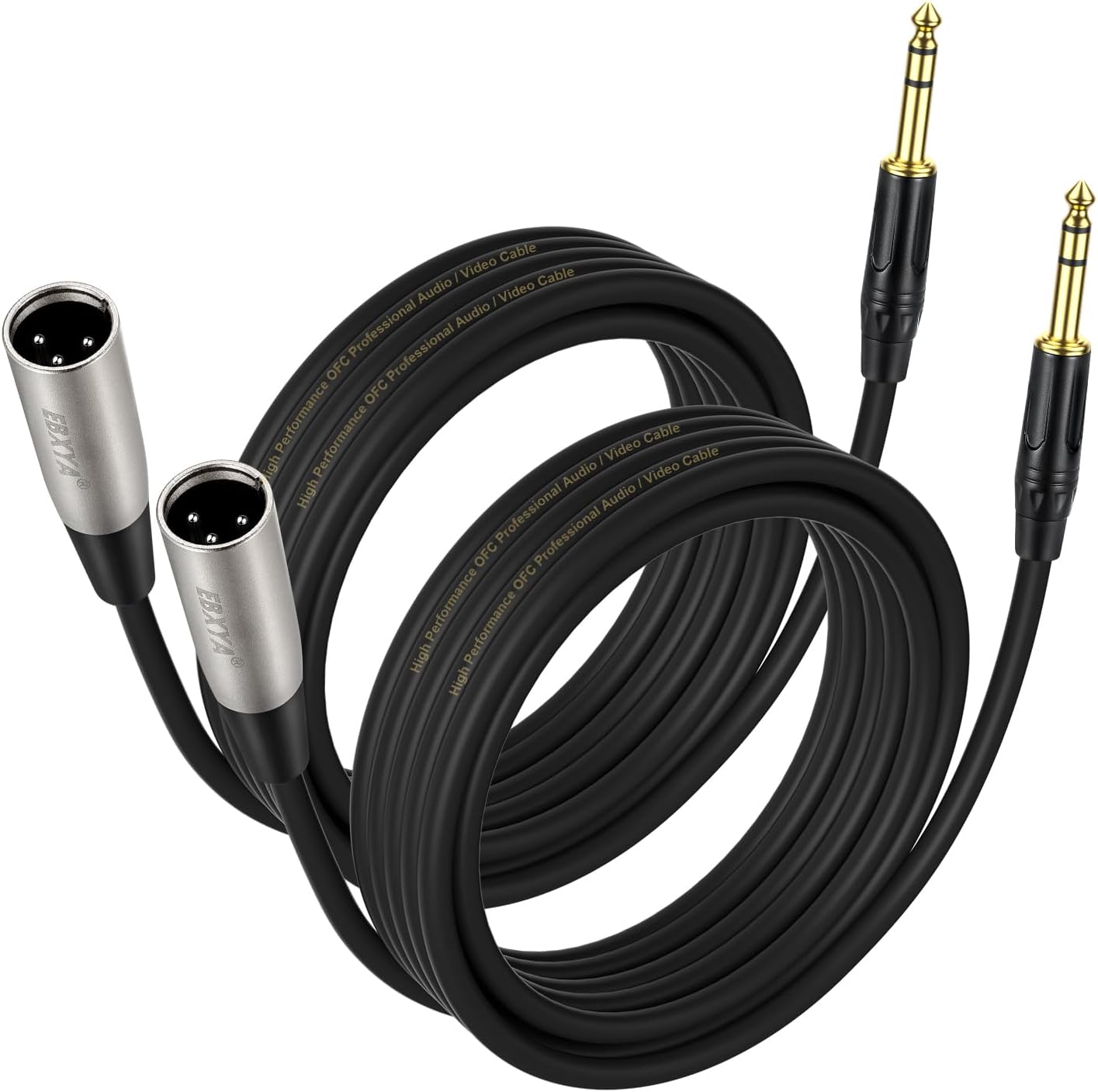 EBXYA 1/4'' TS TRS Mono Guitar to XLR Male Unbalanced Cable, 6.35 Jack to XLR Cable, 2 Packs