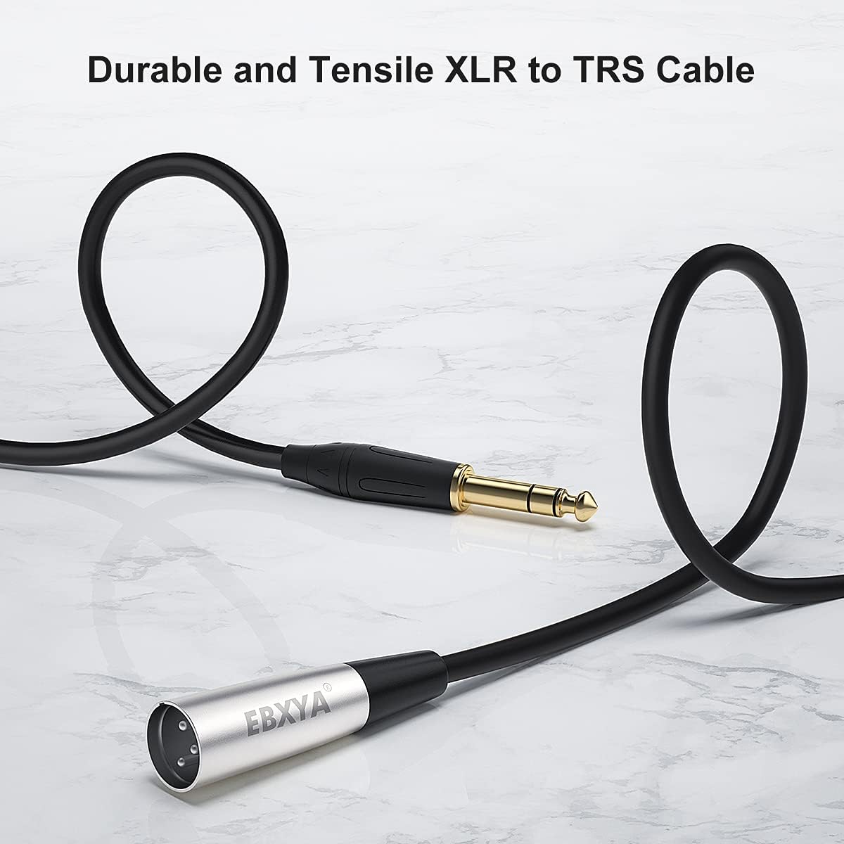 EBXYA 1/4'' TS TRS Mono Guitar to XLR Male Unbalanced Cable, 6.35 Jack to XLR Cable, 2 Packs