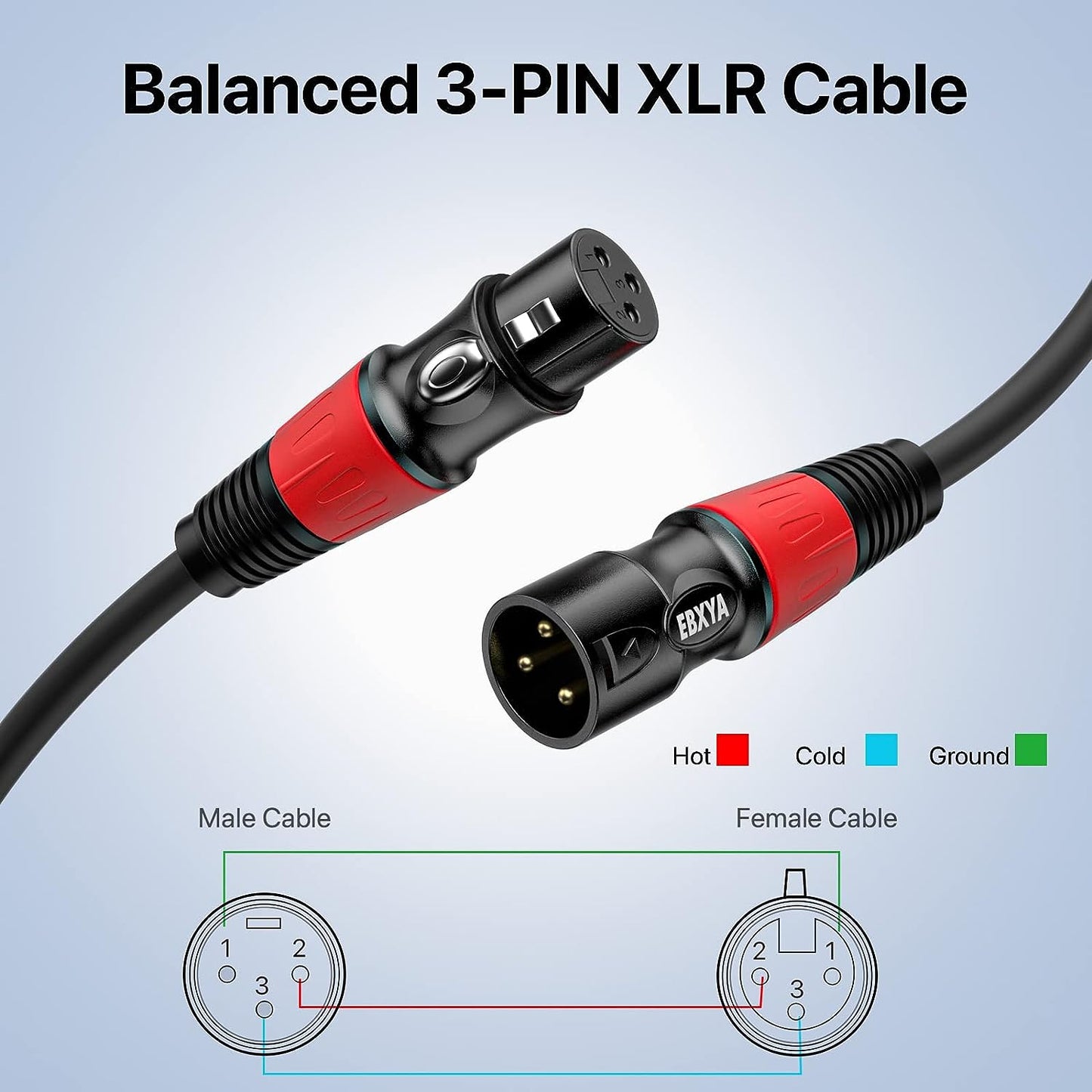 EBXYA XLR Cables Standard XLR Male to Female Microphone Cable with 3-Pin Balanced Shielded XLR Speaker Cable