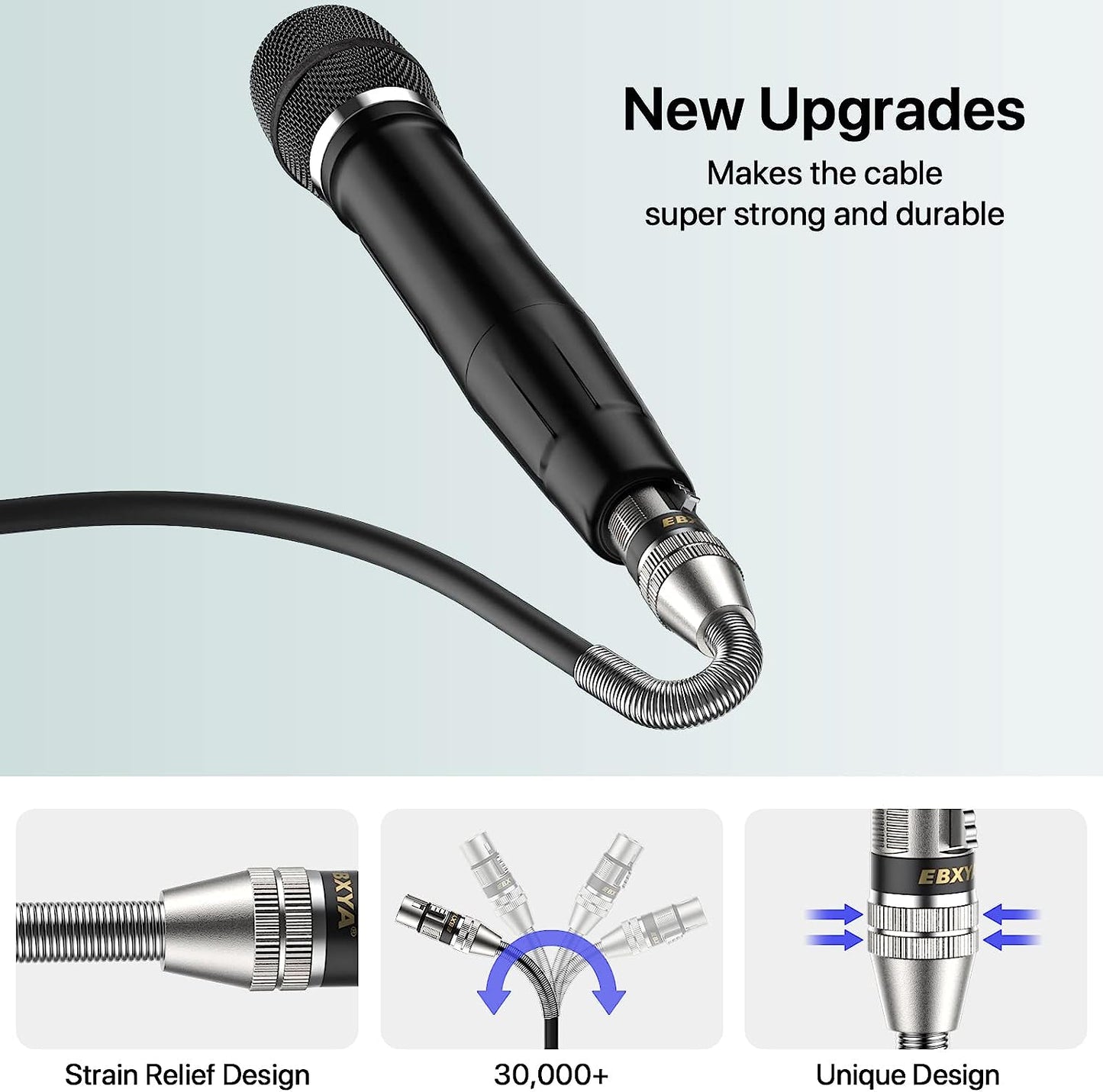 EBXYA XLR Cables, XLR Male to Female Balanced 3 Pin Metal Spring Microphone Cable Compatible with Mixers, Speakers, Amplifiers, Mic