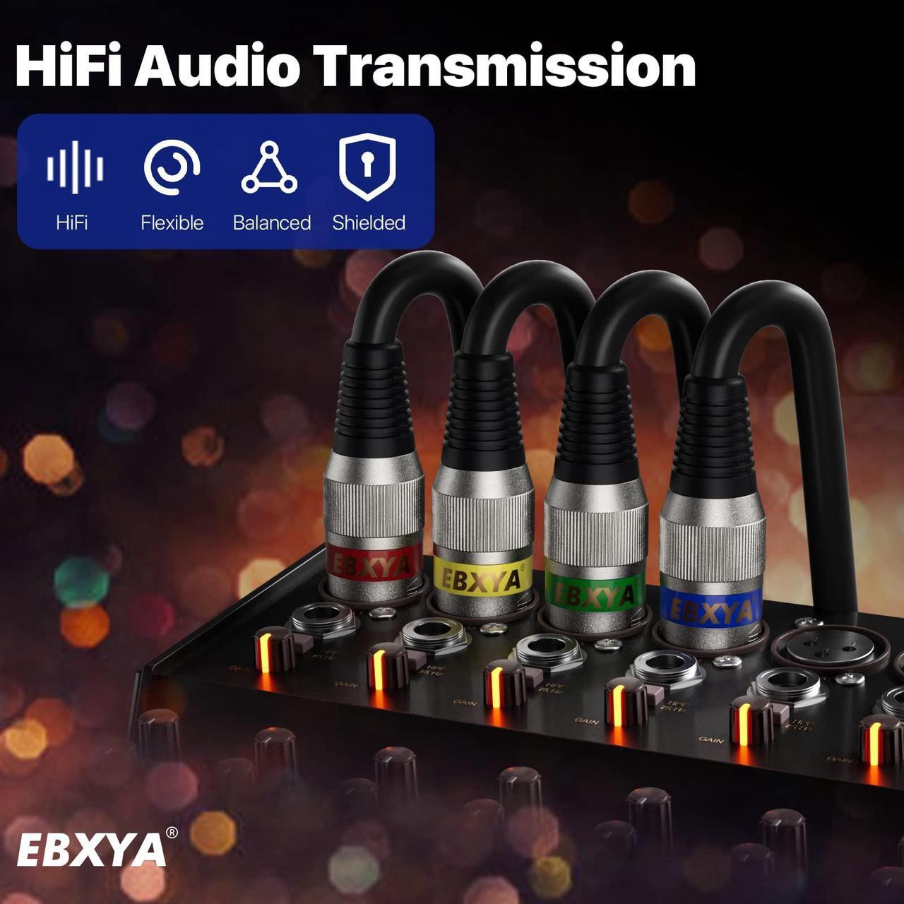 EBXYA XLR Cable 20ft 4 Pack - Mic Cables Balanced DMX Cable Male to Female Suitable for Microphones, Radio Station, Stage Lighting