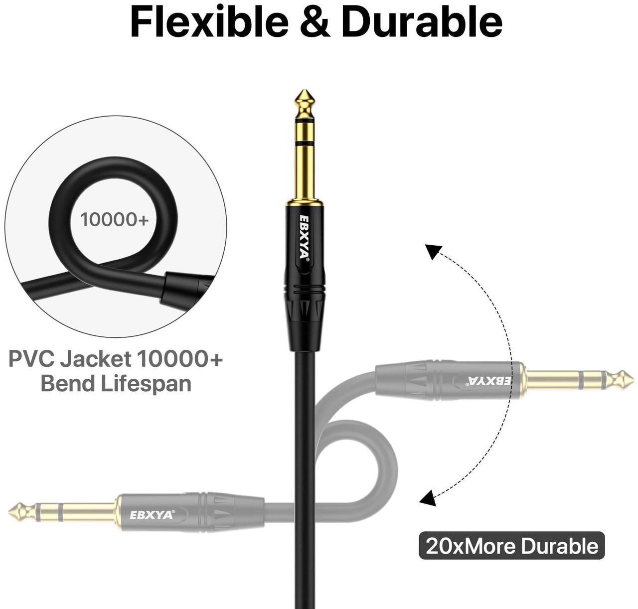 EBXYA XLR Female to 1/4 Inch TRS - Balanced XLR Microphone Cable to 6.35mm Jack Lead, 10ft 2 Pack