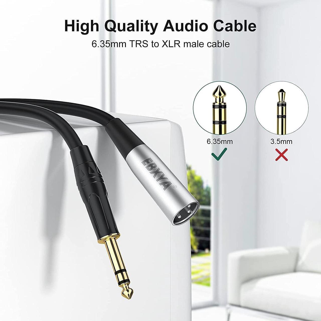 EBXYA 1/4" TRS to XLR Male Balanced Mic Microphone Cable 15ft, XLR to 6.35 Jack, 1 Pack