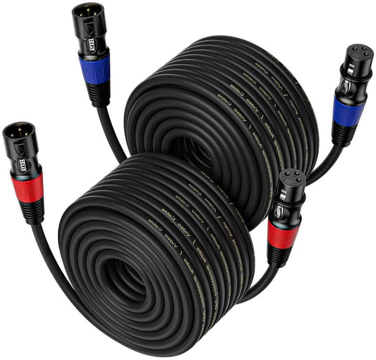 EBXYA XLR Cables 75ft - Standard XLR Male to Female Microphone Cable with 3-Pin Balanced Shielded XLR Speaker Cable (2 Packs)
