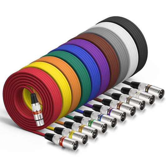 10PCS EBXYA XLR Cable 25 ft 10 Pack 3 Pins Balanced XLR Microphone Cable Male to Female Suitable for Audio Mixer, Speaker Systems, Radio Station