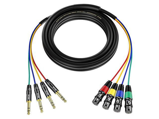 EBXYA 4 Channel 1/4 Inch TRS to XLR Snake Cables - 6.35mm Jack Stereo Audio Balanced Line to XLR Microphone Cables, 3 Feet 1 Pack