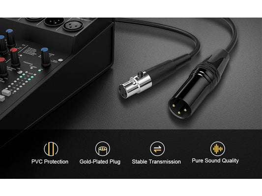 EBXYA Mini XLR Female to XLR Male Cable 2 Pack, 3 Pin Mini XLR Patch Cable Adapter for BMPCC 4K Camera Video Assist 4K Sharp 8K, 5 Ft