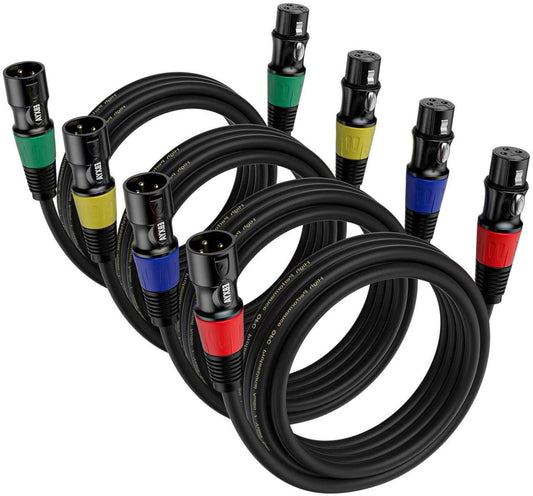 EBXYA XLR Microphone Cable - XLR Male to Female Cable 6ft 4-Packs with 3-Pin Balanced XLR Cables for Mic Mixer, Recording Studio, Speaker