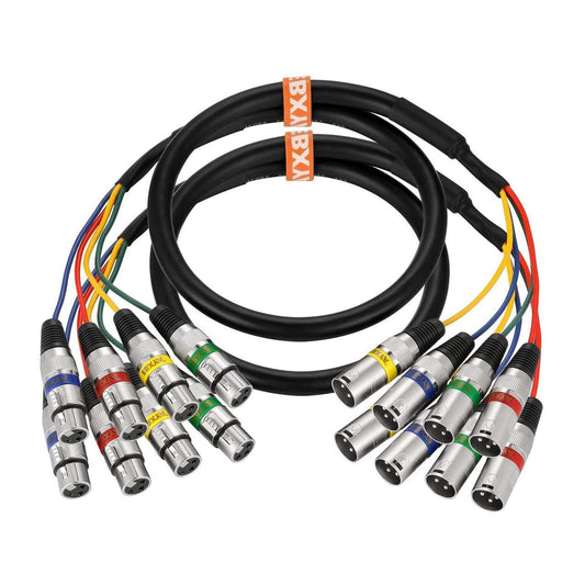 EBXYA 6Ft XLR Snake Cable 4 Channel - Premium Balanced Microphone Patch Cable XLR Male to Female for Live, Recording, Studios, 2 Pack
