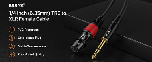 EBXYA XLR Female to 1/4 Inch TRS - Balanced XLR Microphone Cable to 6.35mm Jack Lead, 3 Feet 2 Pack,XLR to 6.35mm Jack Cable