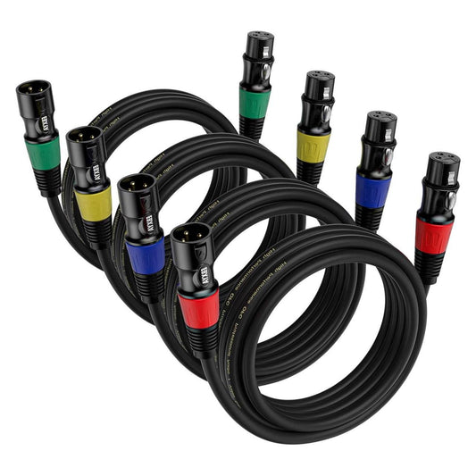 EBXYA XLR Cables 3ft 4-Packs - Standard XLR Male to Female Microphone Cable with 3-Pin Balanced Shielded XLR Speaker Cable