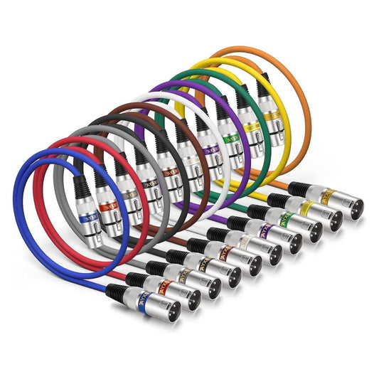XLR Cable 2ft 10 Pack - EBXYA 3 Pins Balanced XLR Microphone Cable Male to Female Suitable for Audio Mixer, Speaker Systems, Radio Station