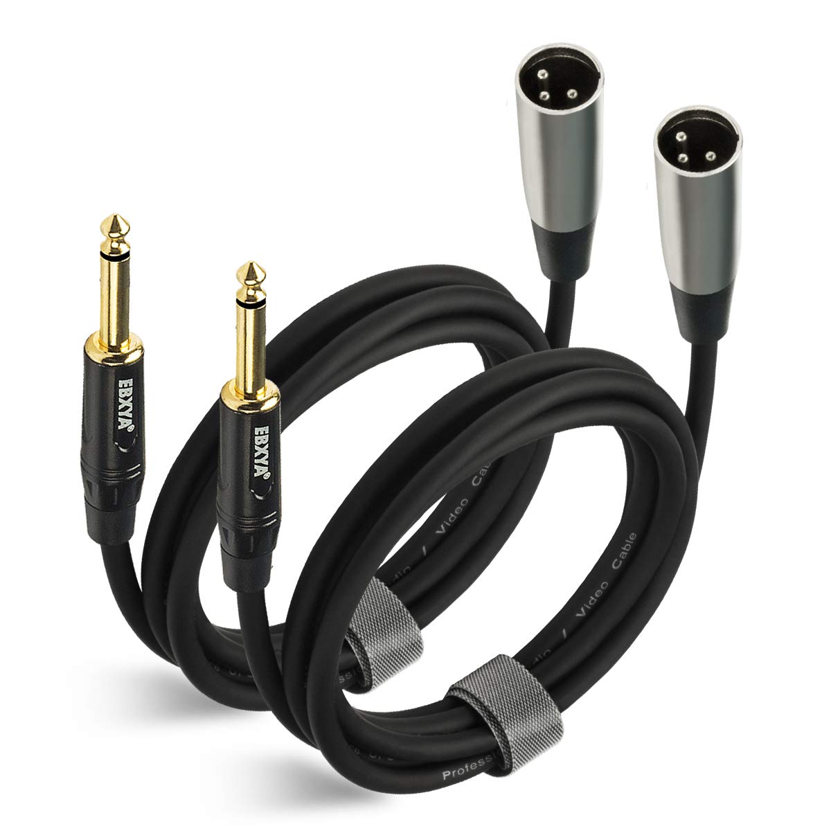 EBXYA 1/4'' TS TRS Mono Guitar to XLR Male Unbalanced Cable, 6.35 Jack to XLR Cable, 2 Packs