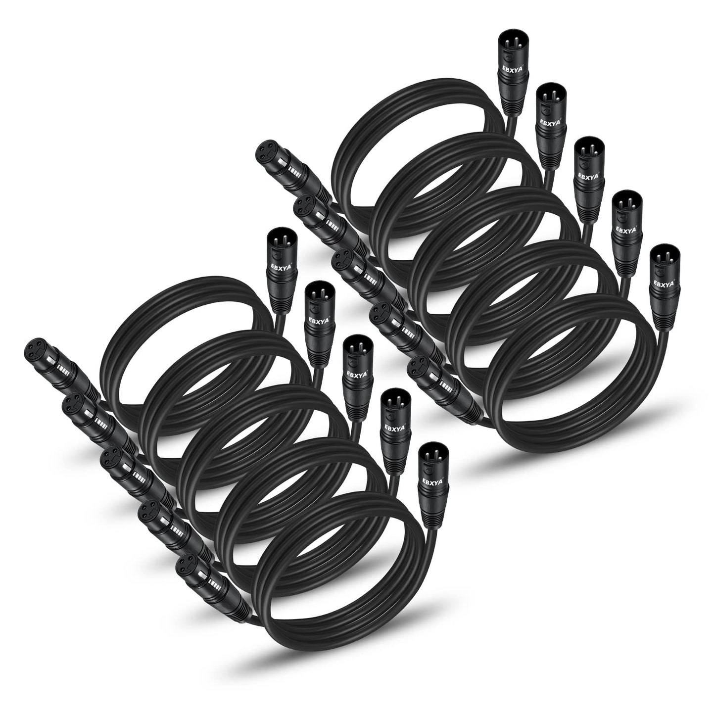 EBXYA XLR Cable 3 Ft 10 Pack, Premium XLR Male to Female Microphone Patch Cables 3 Pin Mic Cords DMX512 Lighting Cable Compatible with Speakers, Mixer, Stage Lighting