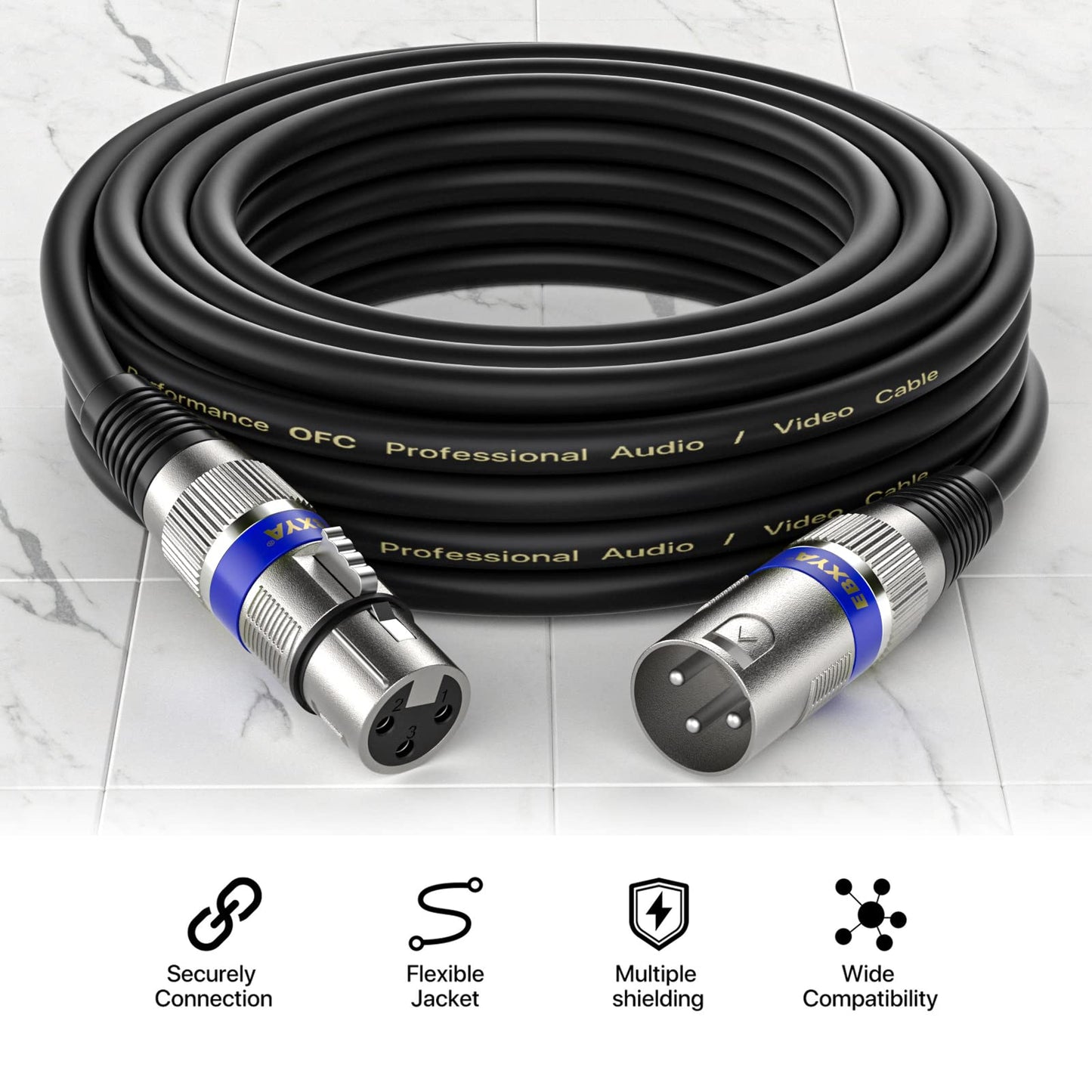 EBXYA XLR Cable 2ft 10 Pack 3 Pins Balanced XLR Microphone Cable Male to Female Suitable for Audio Mixer, Speaker Systems, Radio Station