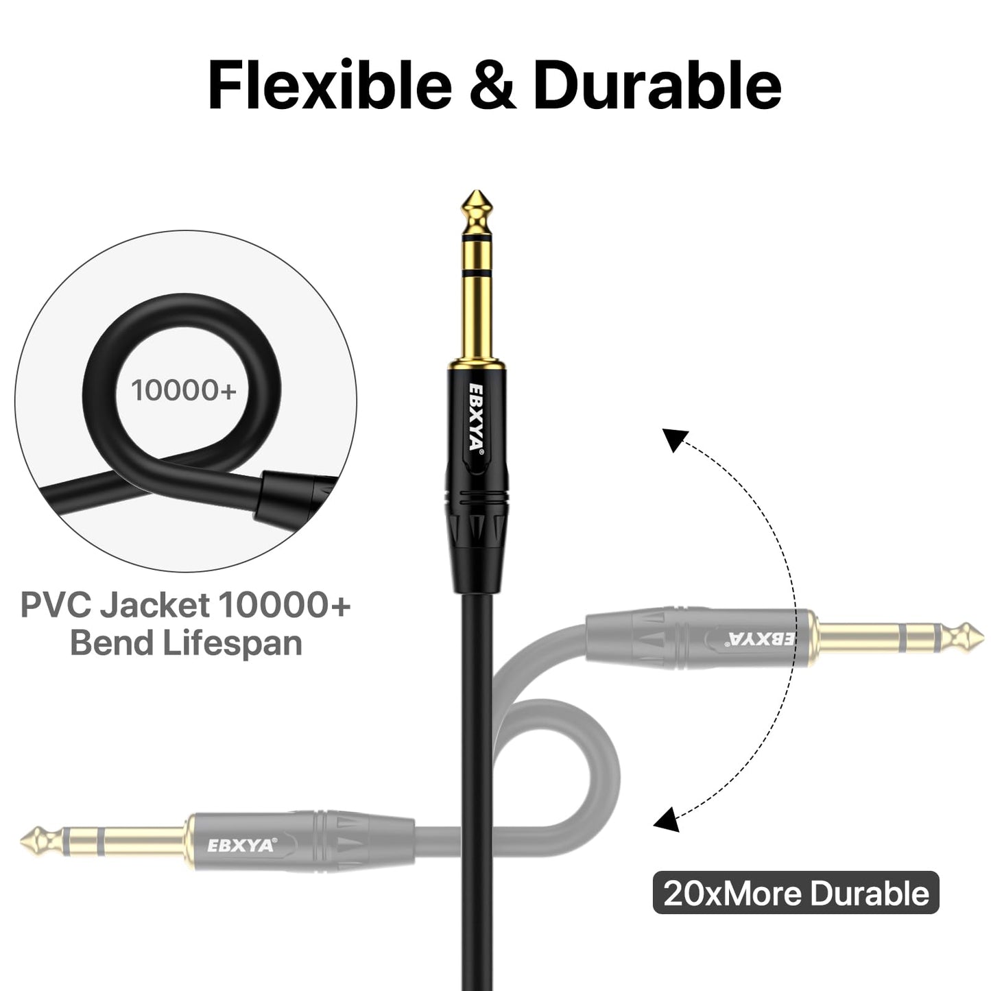 EBXYA XLR Female to 1/4 Inch TRS - Balanced XLR Microphone Cable to 6.35mm Jack Lead, 3 Feet 2 Pack