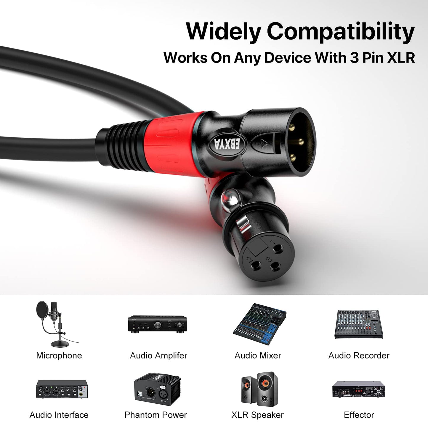 EBXYA XLR Microphone Cable - XLR Male to Female Cable 6ft 4-Packs with 3-Pin Balanced XLR Cables for Mic Mixer, Recording Studio, Speaker