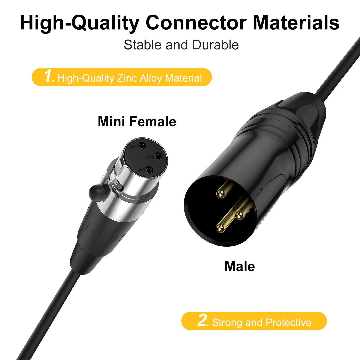EBXYA Mini XLR Female to XLR Male Cable 2 Pack, 3 Pin Mini XLR Patch Cable Adapter for BMPCC 4K Camera Video Assist 4K Sharp 8K, 5 Ft