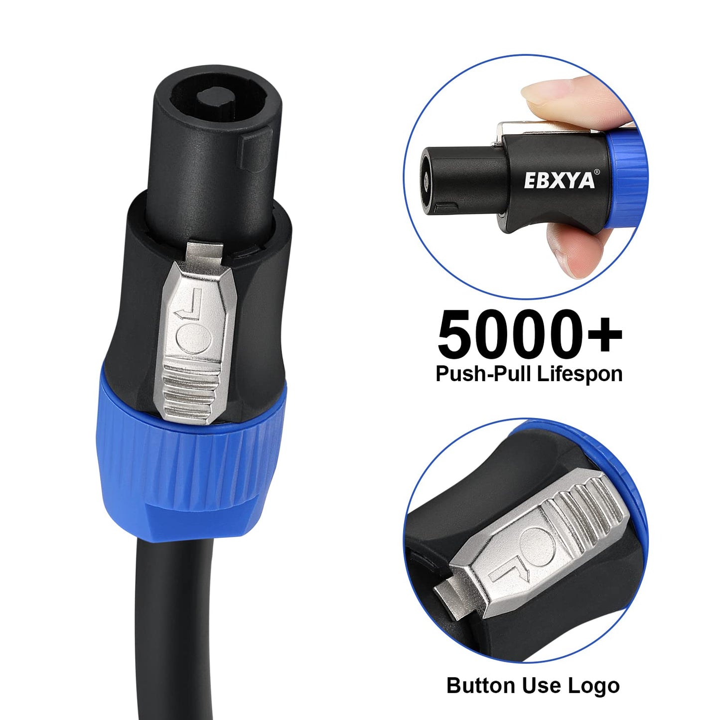 EBXYA 3 Feet Speakon Speaker Cable 12 Gauge(AWG) - Premium Speakon to Speakon Audio Cable Cord with NL4FX (NL4FC) Connector - 2 Conductor