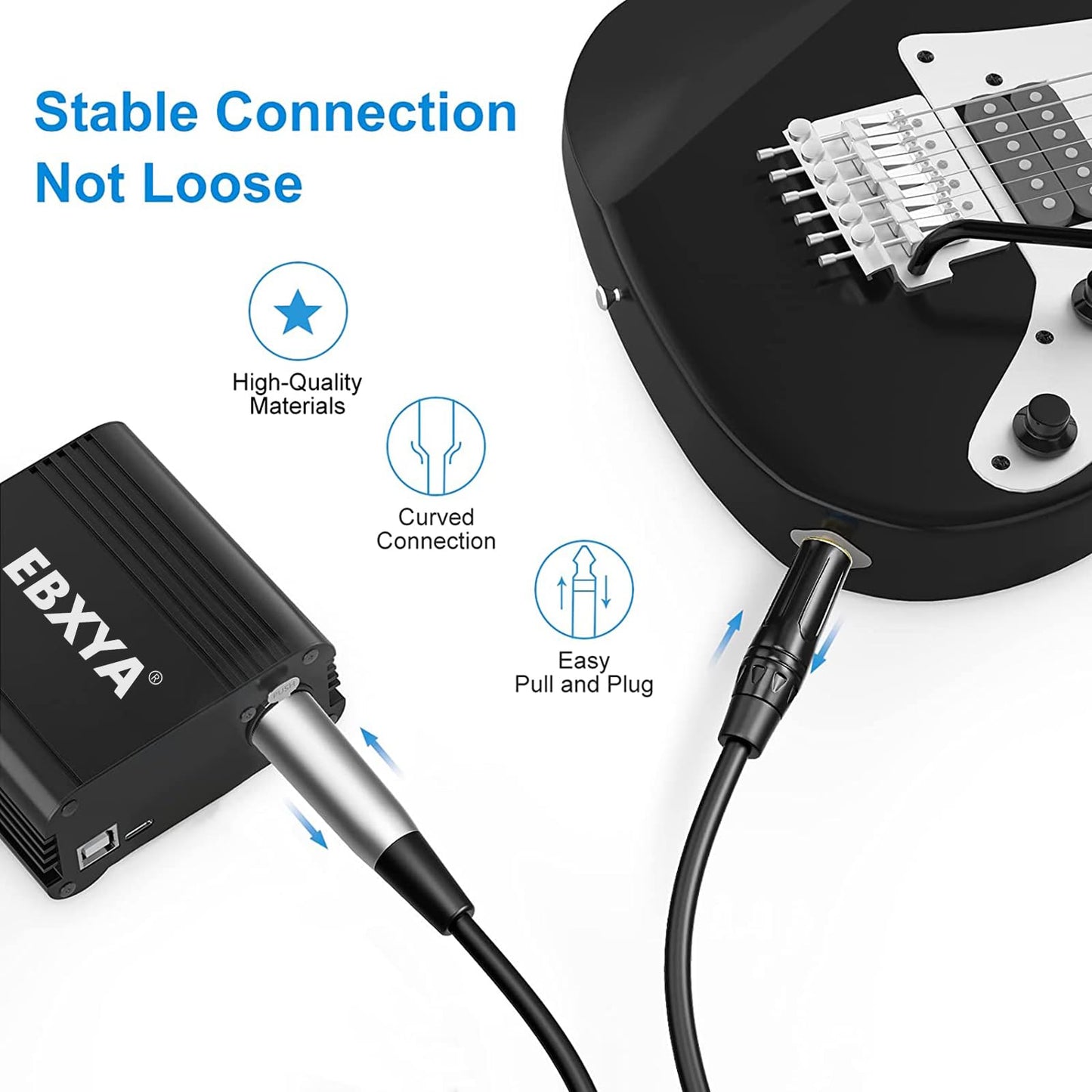 EBXYA 1/4'' TS TRS Mono Guitar to XLR Male Unbalanced Cable, 6.35 Jack to XLR Cable, 2 Packs