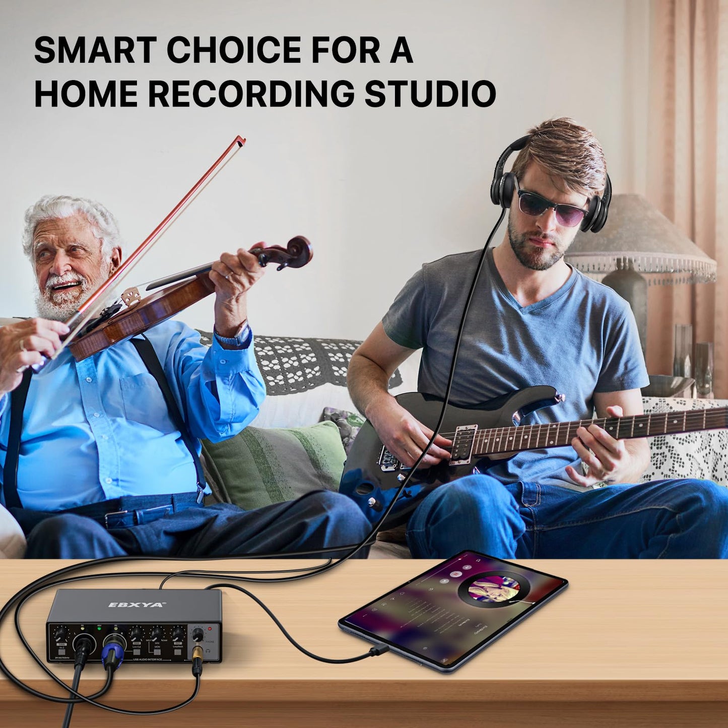 USB Audio Interface for PC, 2i2 Computer Audio Interface for Recording Music, Portable Interfaz de Audio Mixer for Studio Beginner Podcaster Guitarist