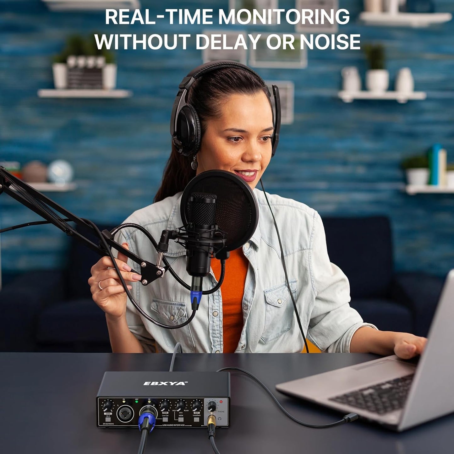 USB Audio Interface for PC, 2i2 Computer Audio Interface for Recording Music, Portable Interfaz de Audio Mixer for Studio Beginner Podcaster Guitarist