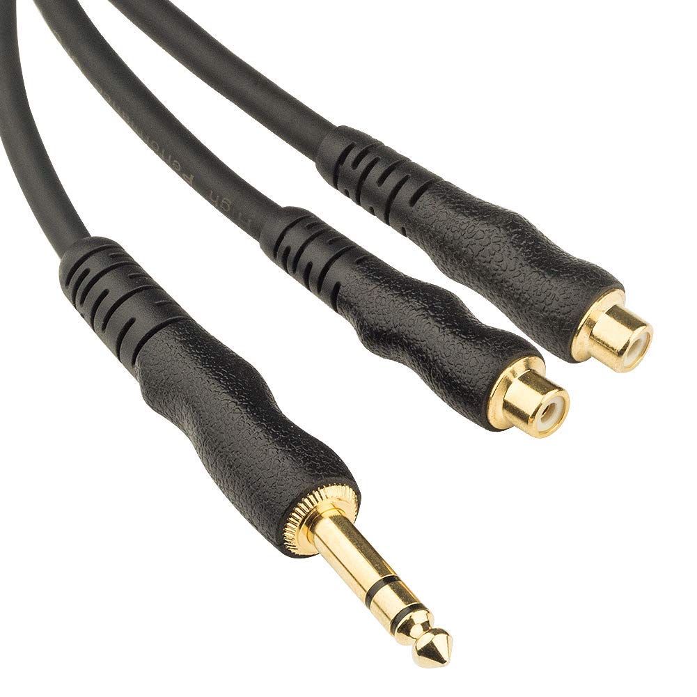 EBXYA 1/4 TRS Splitter Cable, 1/4 TRS to Dual 6.35mm Female Stereo Cable Cord with Gold Plated Jack