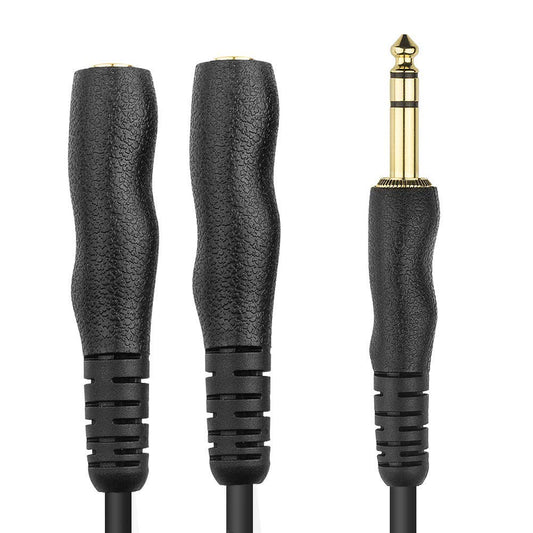 EBXYA 1/4 TRS Splitter Cable, 1/4 TRS to Dual 6.35mm Female Stereo Cable Cord with Gold Plated Jack