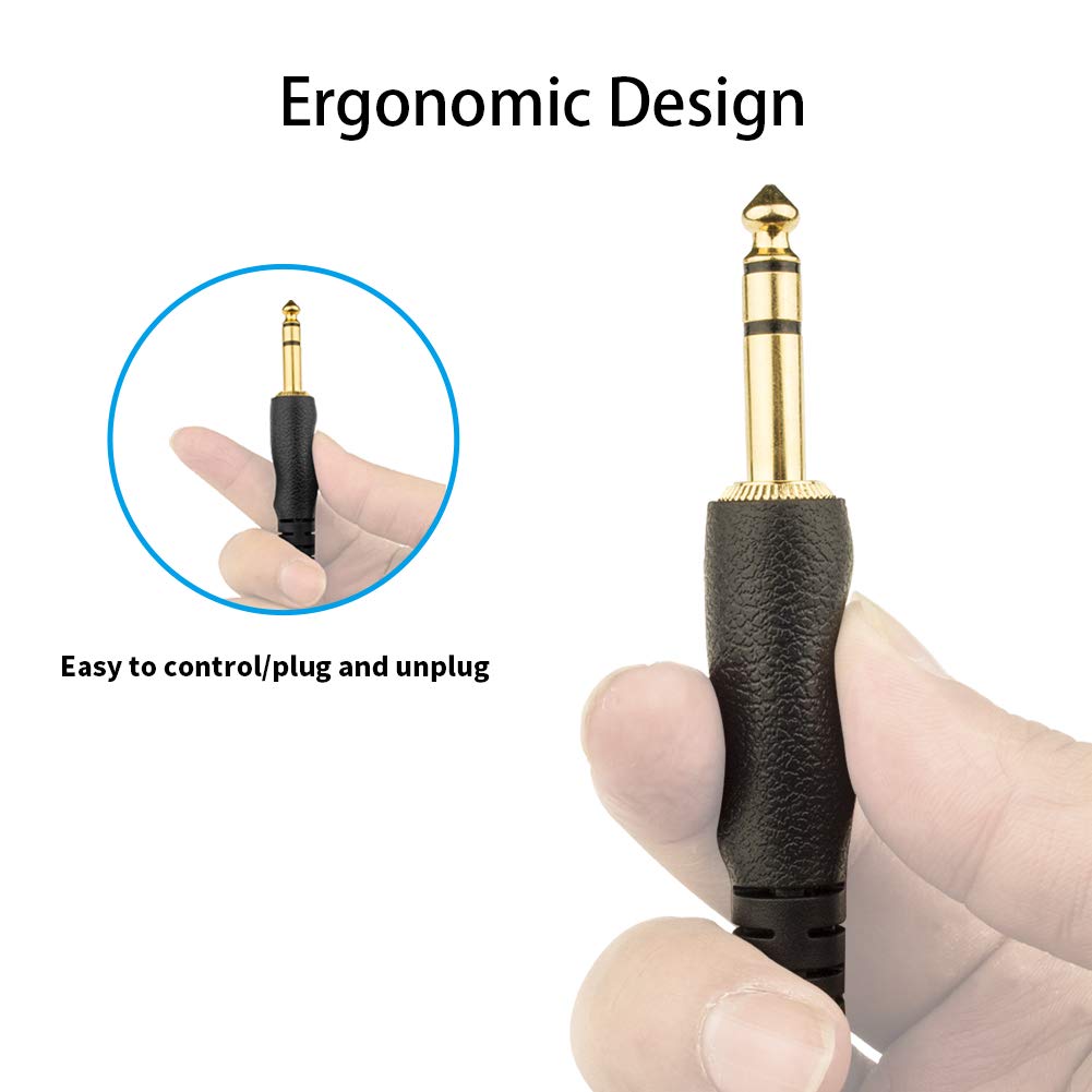 EBXYA 1/4 TRS Splitter Cable, 1/4 TRS to Dual 6.35mm Female Stereo Cable Cord with Gold Plated Jack