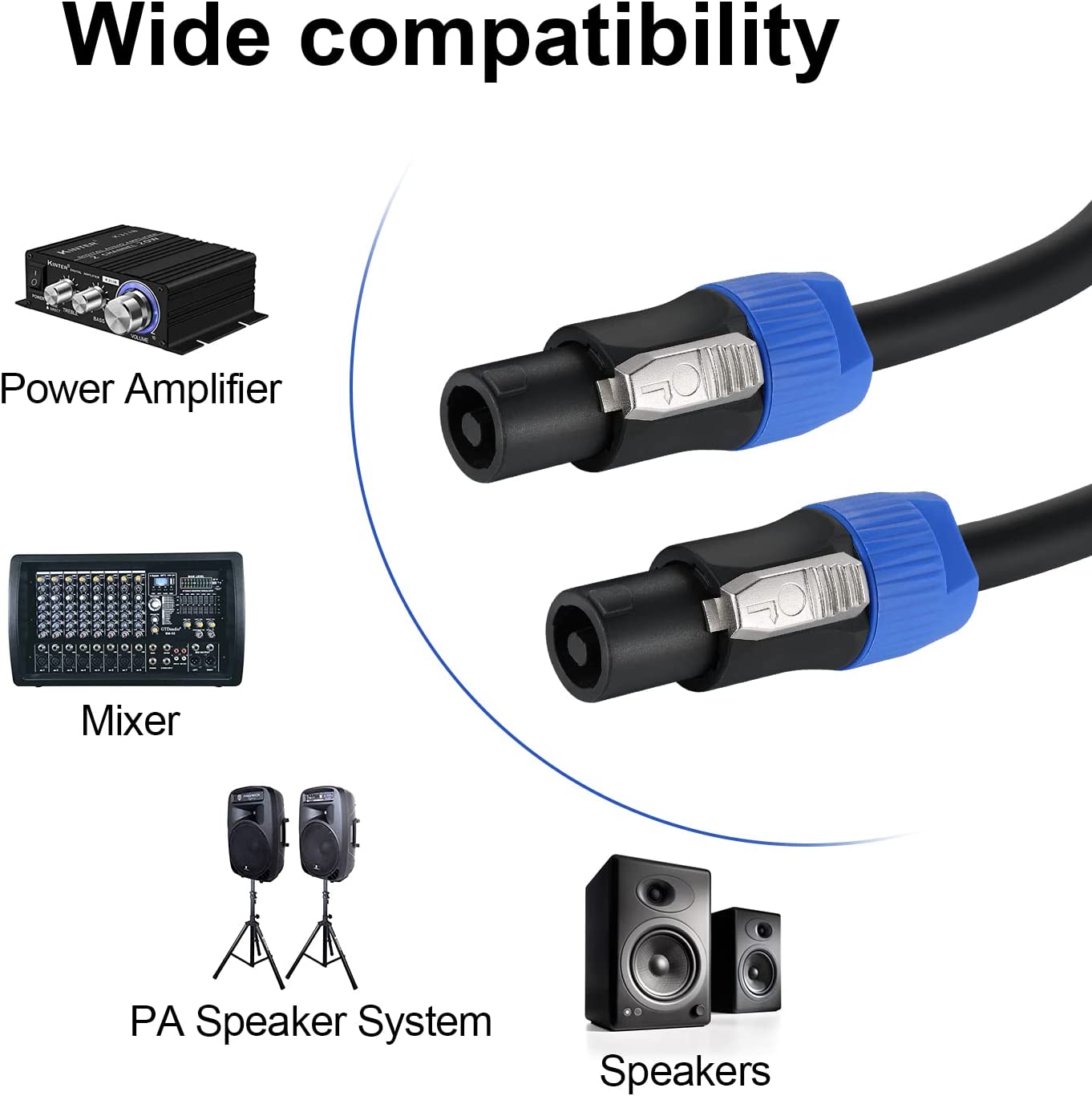 EBXYA Speakon Speaker Cable 12 Gauge(AWG) - Premium Speakon to Speakon Audio Cable Cord with NL4FX (NL4FC) Connector