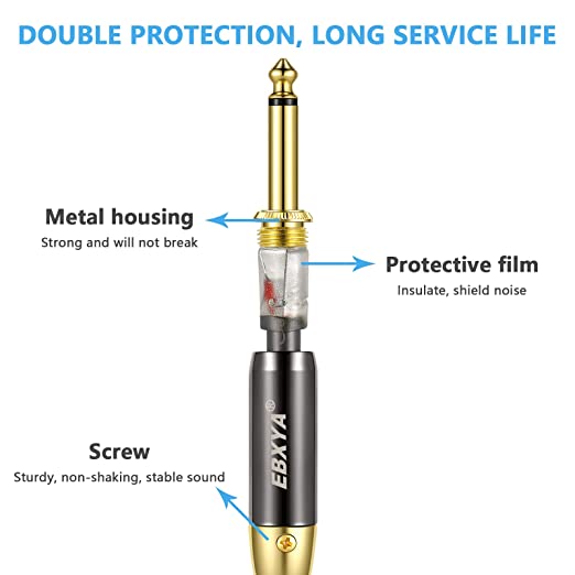 EBXYA Guitar Cable , Instrument Cable AMP Cord, 1/4 inch Guitar Cable Straight to Right Angle, Guitar Cord Gold Plated, Braided Yellow TS Guitar Cable for Electric Guitar, Guitar, Audio