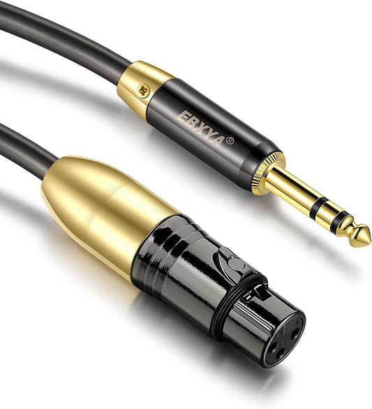 EBXYA XLR to 1/4 TRS Female Cable 10ft TRS to XLR Cable 10ft Balanced 6.35mm Plug to Male Microphone Cable with Gold Plated Connectors, Compatible with Microphone, Powered Speaker, Mixer