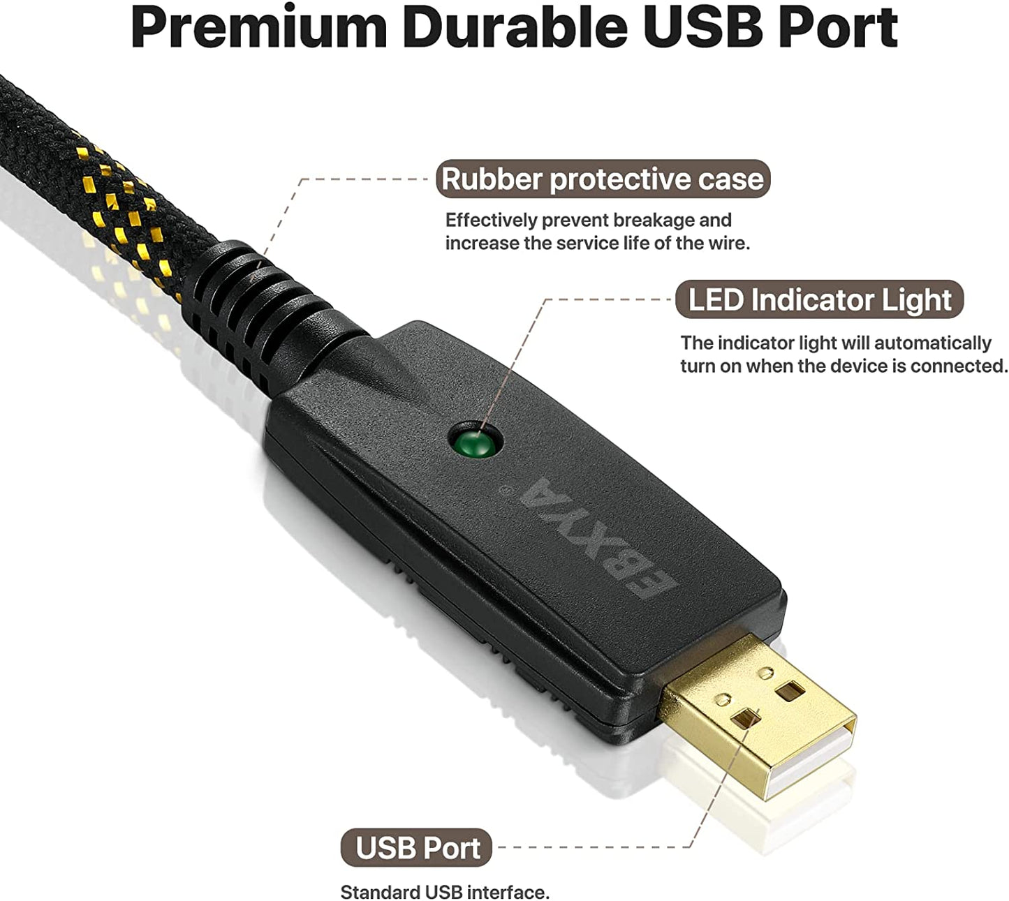 EBXYA USB Guitar Cable , Gold Plated 1/4 Inch Plug to USB Interface Cable Professional Guitar Bass to PC USB Recording Cord Adaptor