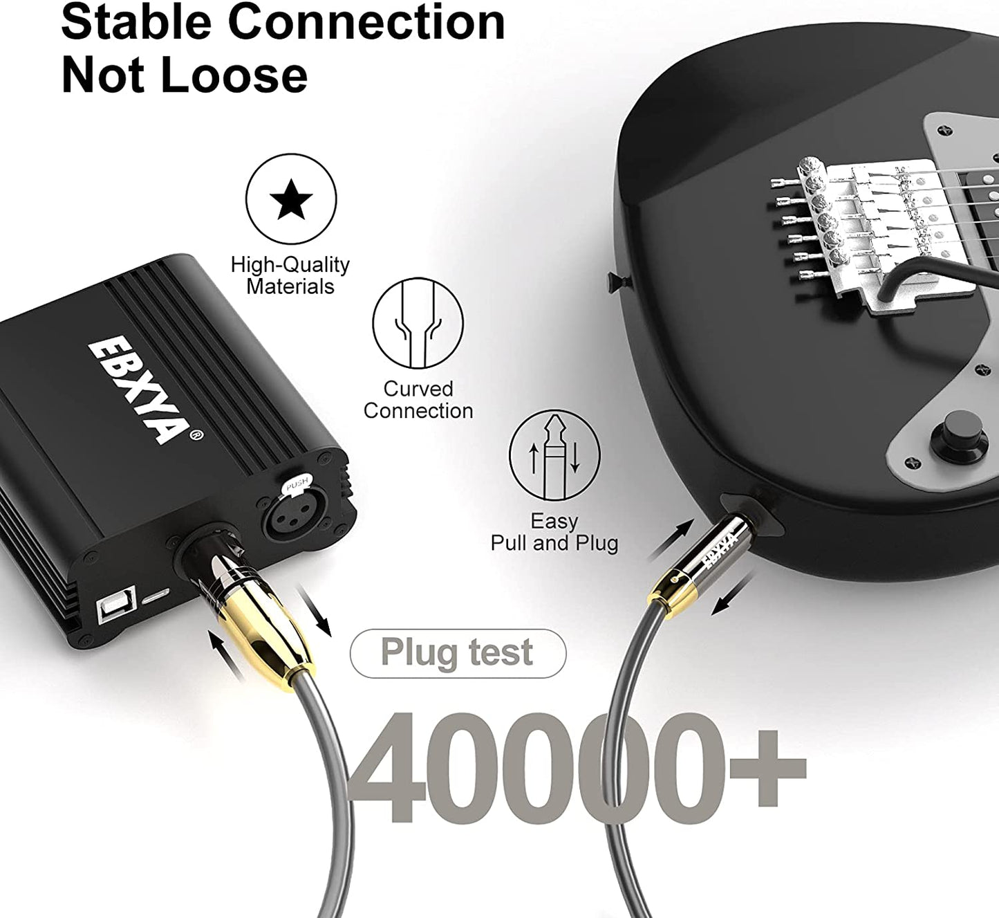 EBXYA XLR to 1/4 TRS Female Cable 10ft TRS to XLR Cable 10ft Balanced 6.35mm Plug to Male Microphone Cable with Gold Plated Connectors, Compatible with Microphone, Powered Speaker, Mixer