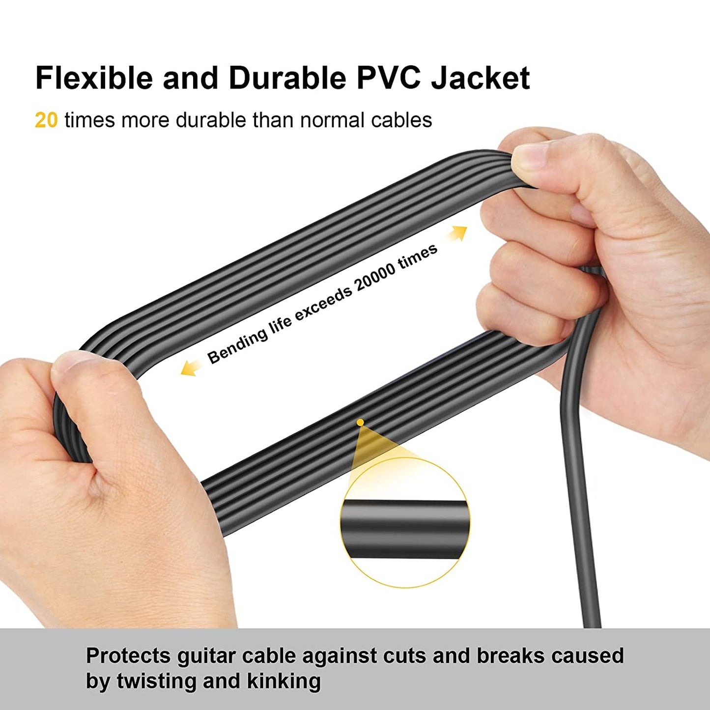 EBXYA Guitar Cable , 1/4 Inch Electric Instrument Cable Audio Guitar Cord with OFC Conductors, 22AWG Gold-Plated Connector, TS to TS Straight to Straight Amp Cord, for Guitar, Bass, Mandolin