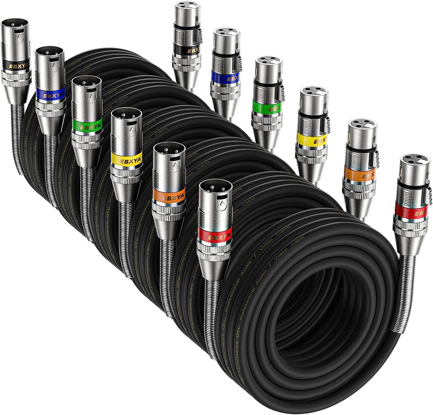 EBXYA XLR Cables, XLR Male to Female Balanced 3 Pin Metal Spring Microphone Cable Compatible with Mixers, Speakers, Amplifiers, Mic