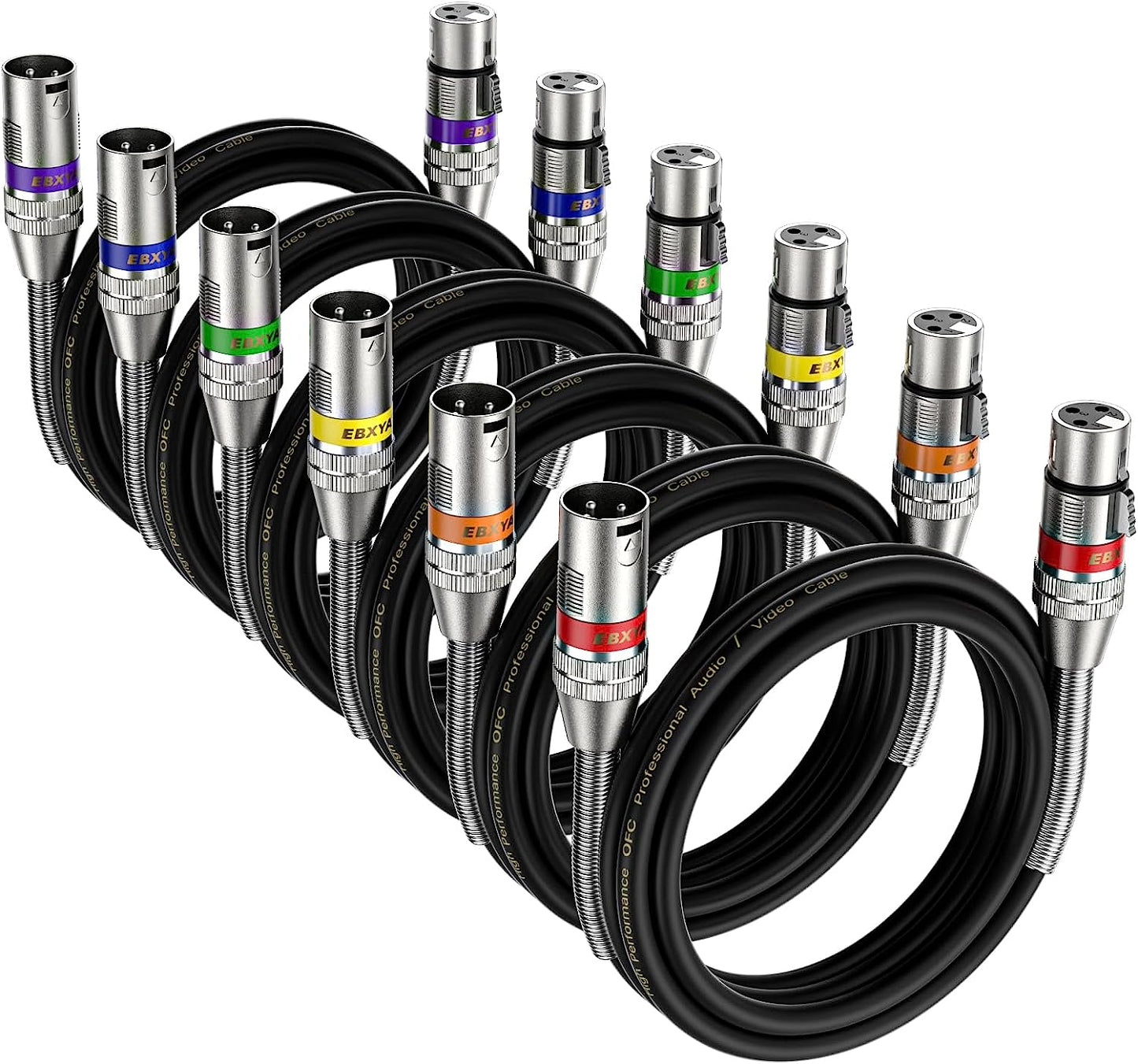 EBXYA XLR Cables, XLR Male to Female Balanced 3 Pin Metal Spring Microphone Cable Compatible with Mixers, Speakers, Amplifiers, Mic