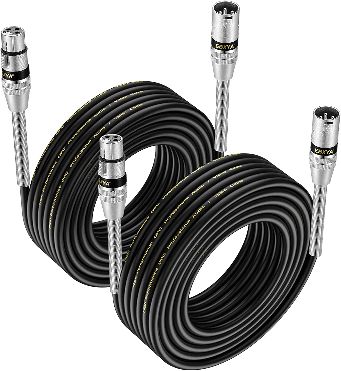 EBXYA XLR Cables, XLR Male to Female Balanced 3 Pin Metal Spring Microphone Cable Compatible with Mixers, Speakers, Amplifiers, Mic