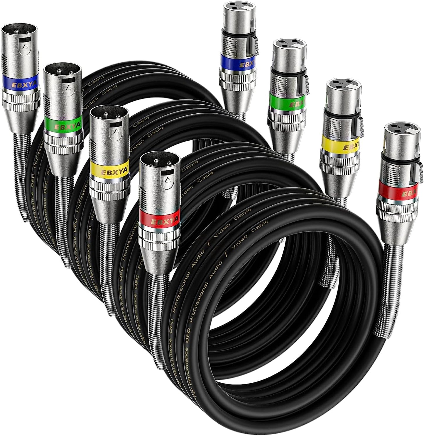 EBXYA XLR Cables, XLR Male to Female Balanced 3 Pin Metal Spring Microphone Cable Compatible with Mixers, Speakers, Amplifiers, Mic