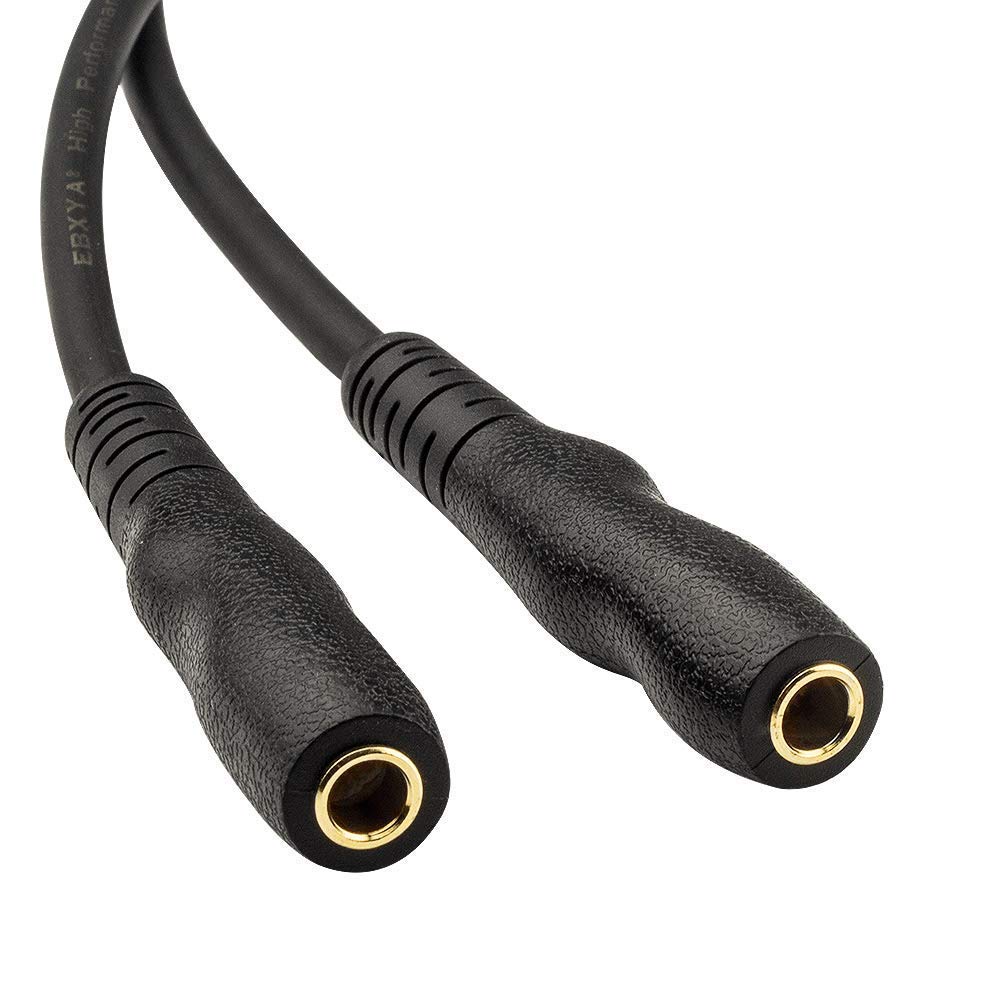 EBXYA 1/4 TRS Splitter Cable, 1/4 TRS to Dual 6.35mm Female Stereo Cable Cord with Gold Plated Jack