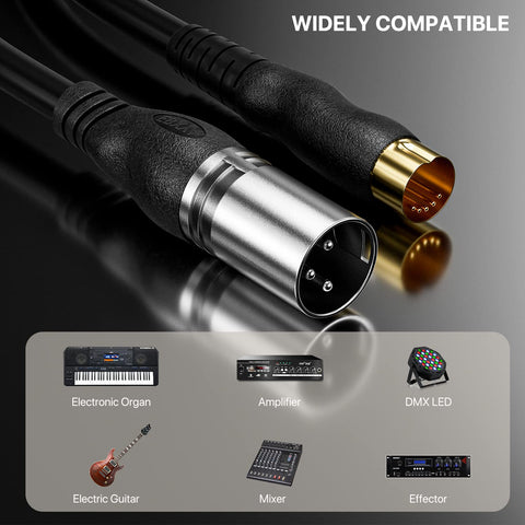 EBXYA MIDI to XLR Adapter Cable  - MIDI 5 Pins DIN Male to XLR 3 Pins Male