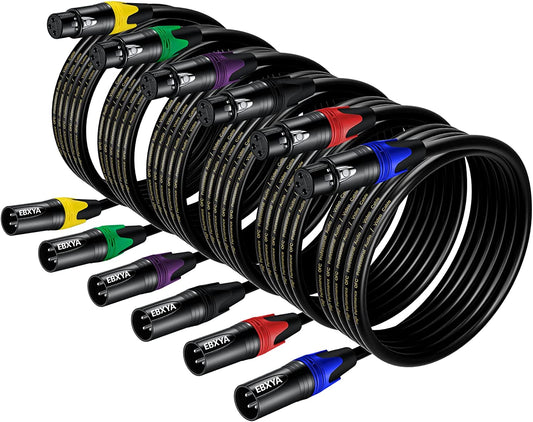 EBXYA XLR Cables,XLR to XLR Microphone Cable, 3-Pin Balanced XLR Speaker Cable,Multi-Colored Mic Cord for Mic Mixer, Speaker Systems, Radio Station, Podcast, DMX