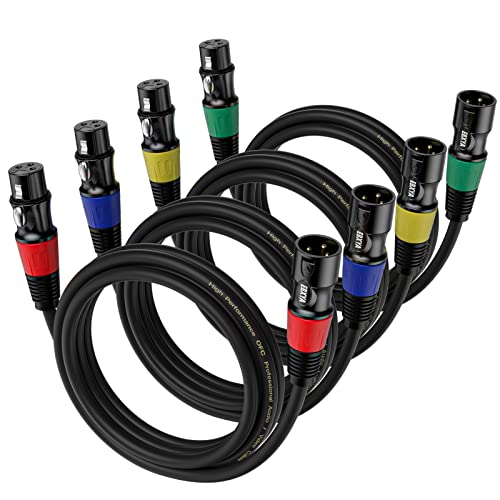 EBXYA XLR Microphone Cable - XLR Male to Female Cable 6ft 4-Packs with 3-Pin Balanced XLR Cables for Mic Mixer, Recording Studio, Speaker