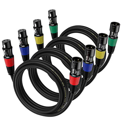 EBXYA XLR Microphone Cable - XLR Male to Female Cable 6ft 4-Packs with 3-Pin Balanced XLR Cables for Mic Mixer, Recording Studio, Speaker