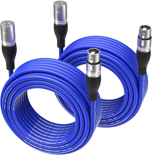 EBXYA XLR Cable 50ft 2 Packs - Premium Balanced Microphone Cable with 3-Pin XLR Male to Female Mic Speaker Cable