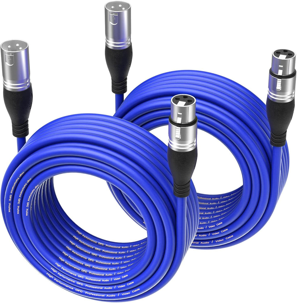 EBXYA XLR Cable 50ft 2 Packs - Premium Balanced Microphone Cable with 3-Pin XLR Male to Female Mic Speaker Cable