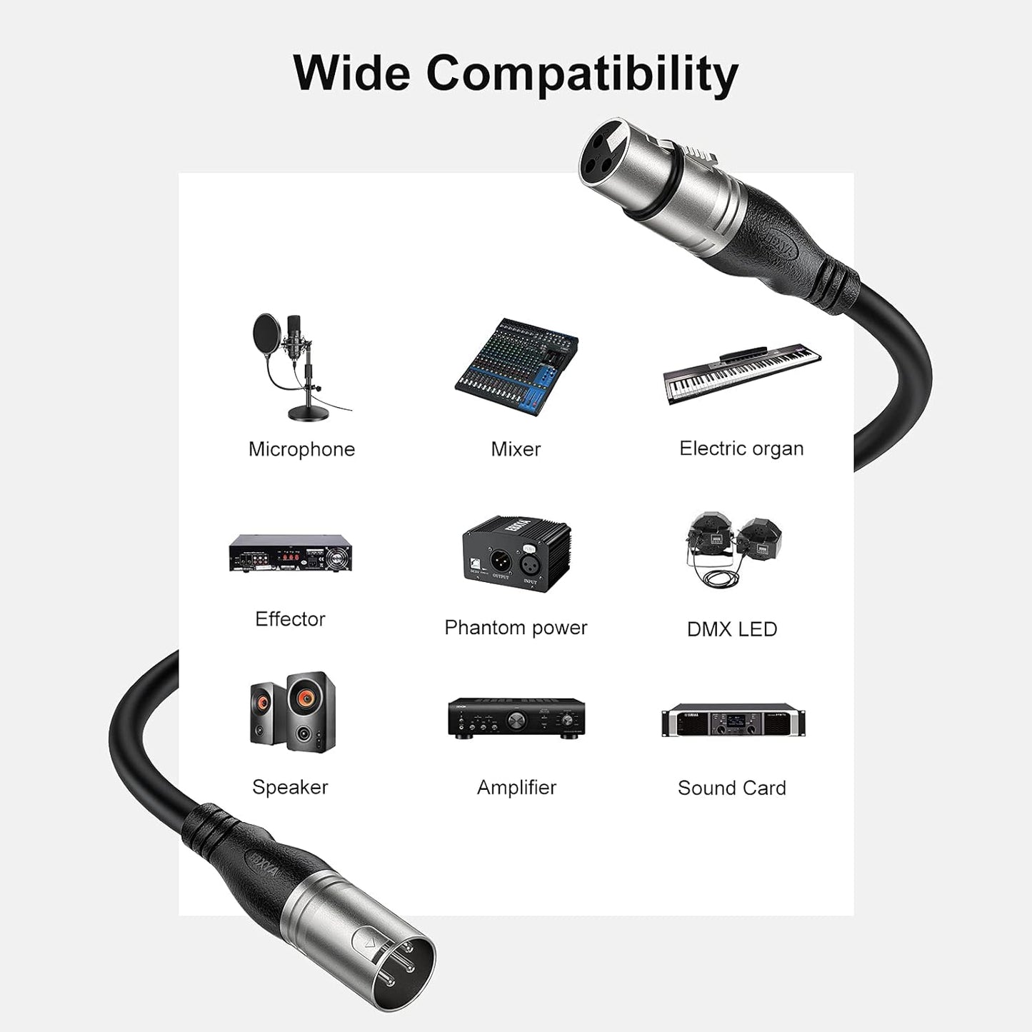 EBXYA XLR Cable- Premium Balanced Microphone Cable with 3-Pin XLR Male to Female Mic Speaker Cable, Black 50 Feet-2 Pack Black