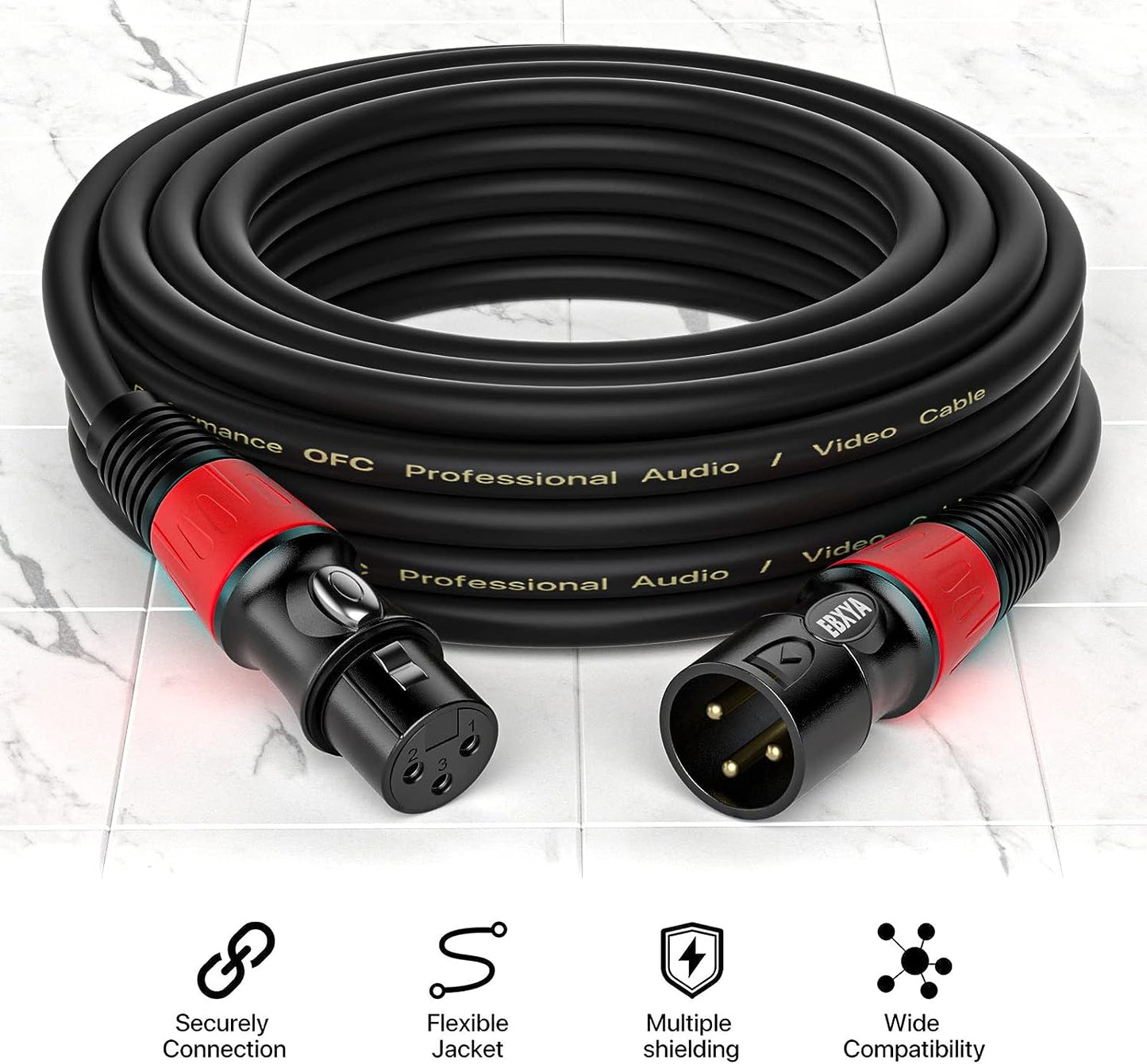 EBXYA XLR Cables Standard XLR Male to Female Microphone Cable with 3-Pin Balanced Shielded XLR Speaker Cable