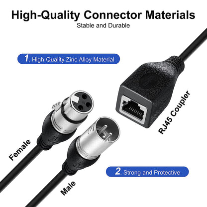 EBXYA 3 Pin XLR to RJ45 Cable Set - RJ45 to (1) Male & (1) Female XLR DMX Cable, XLR Audio Cable for Stage and Recording Studio 1 Pair 3Feet
