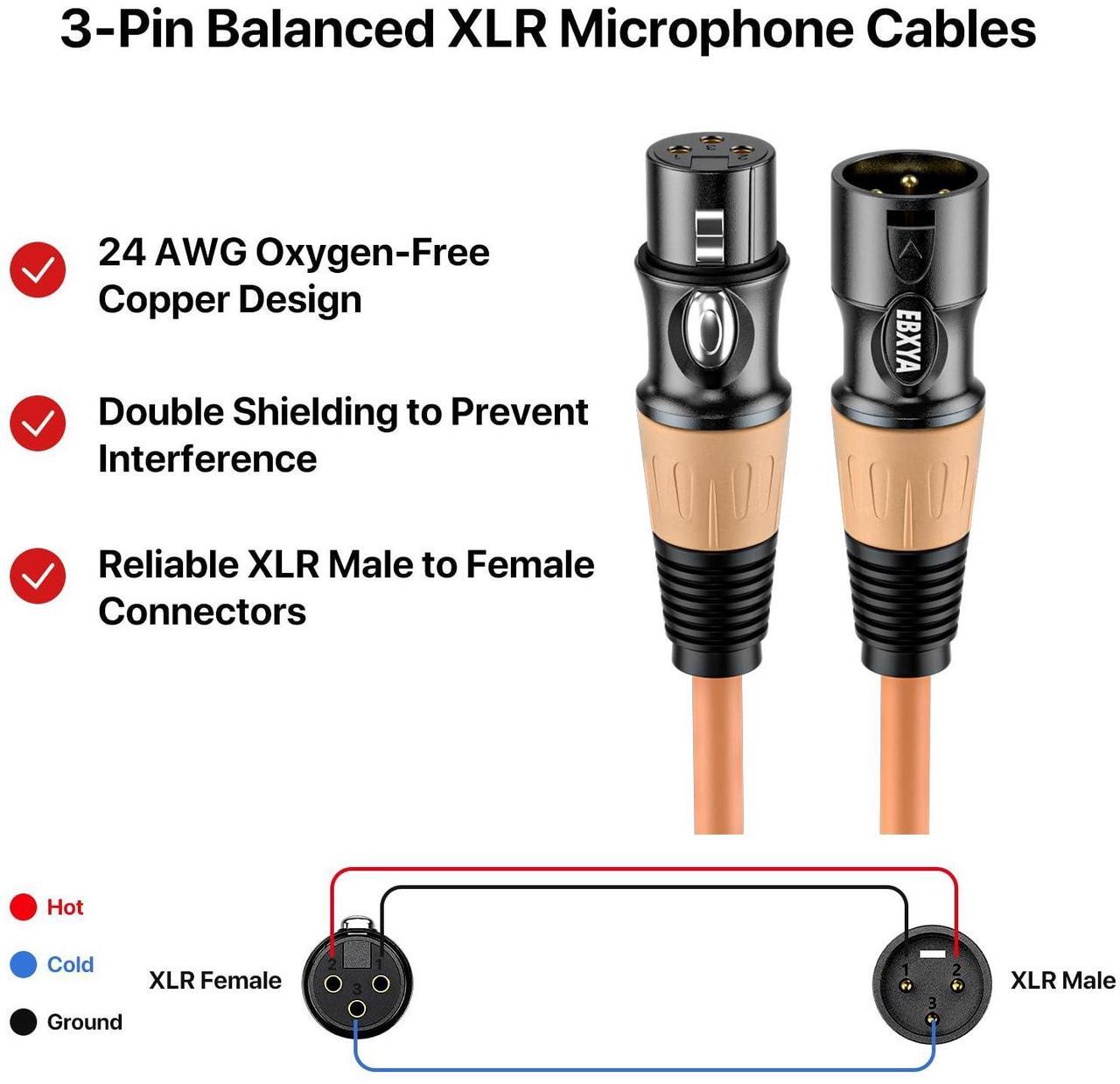 EBXYA XLR Microphone Cable - XLR Male to Female Cable 6ft 4-Packs with 3-Pin Balanced XLR Cables Suitable for Mic Mixer, Recording Studio, Speaker Be the first to review this product...，Red, yellow, orange, and green four colors